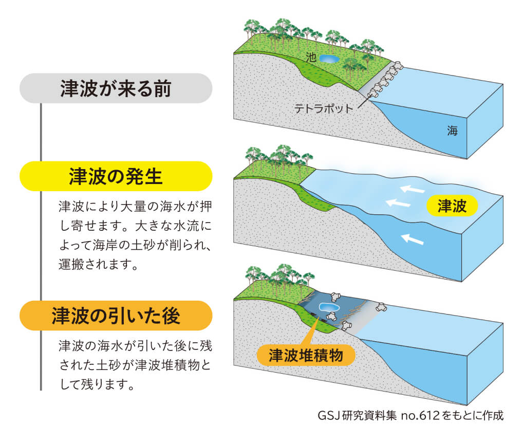 津波堆積物のイメージ図