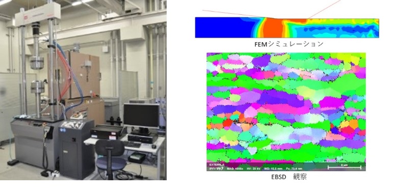 Material testing machine<br>Microstructural observation by EBSD