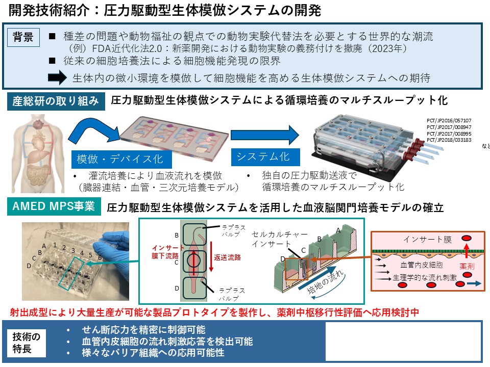マルチスループット生体模倣システムの開発の図