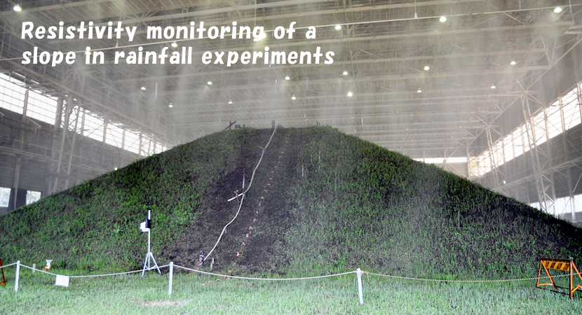 Resistivity monitoring of a slope in rainfall experiments