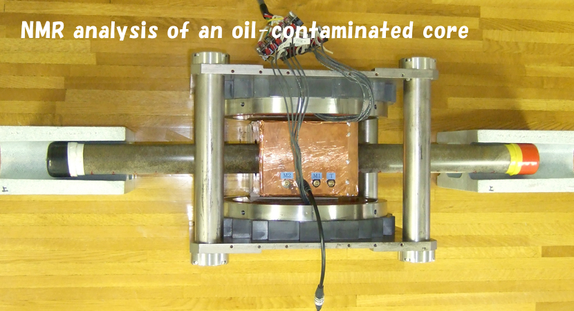 NMR analysis of an oil-contaminated core