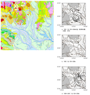 現在の水文環境図（産総研　2004）関東平野の地質図に年代ごとの水理水頭分布をオーバーレイできる（CD内図面の一例）：イメージ