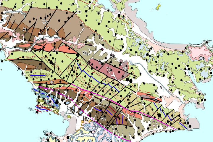 地質図ベクトルデータの表示画像の例