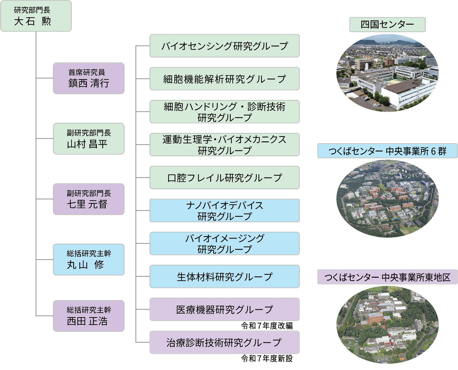 健康医工学研究部門の組織図