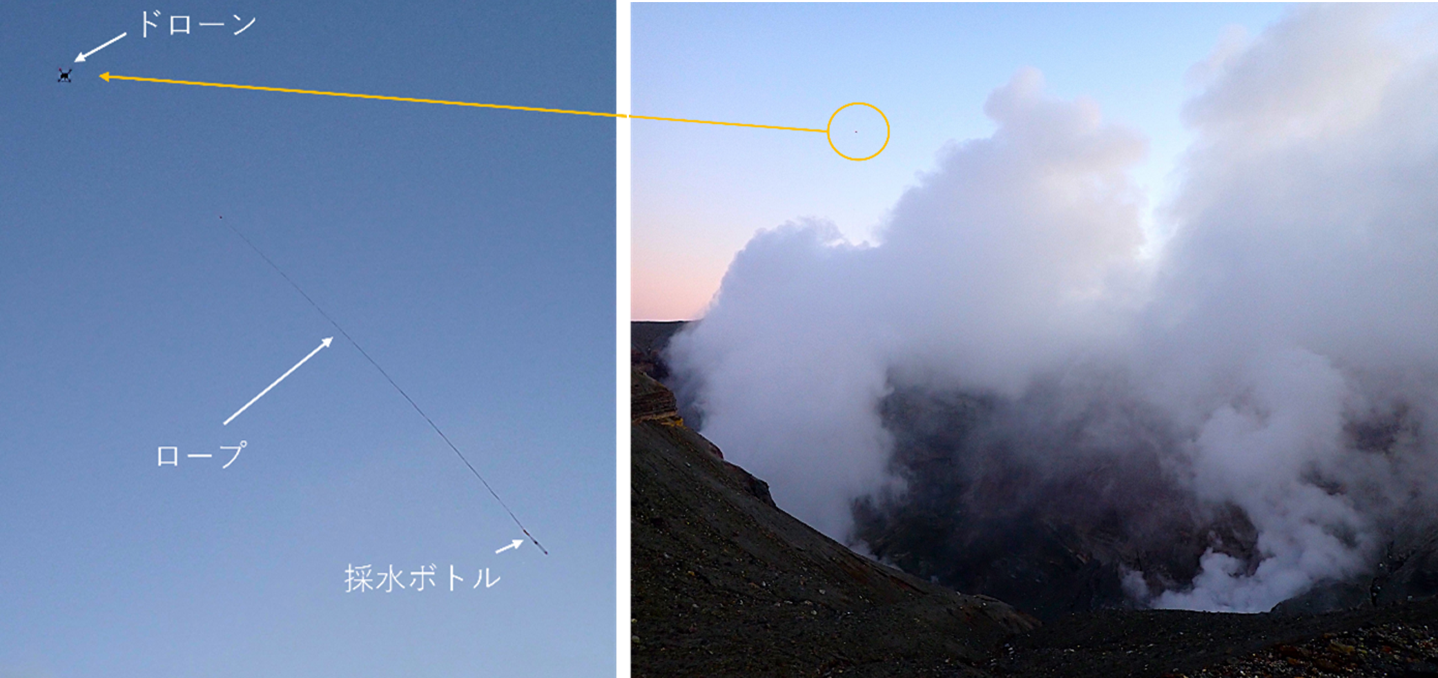 阿蘇中岳火口湖の熱水サンプリング