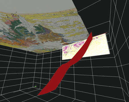 Fault geometry inferred from geological structure at a few km.