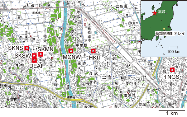 図1　記録の得られた地震観測点の位置図．