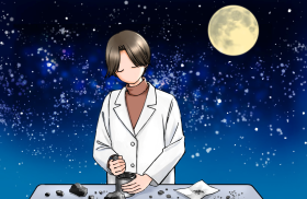 ひとさじのイルメナイトと輝石の混合実験イメージ