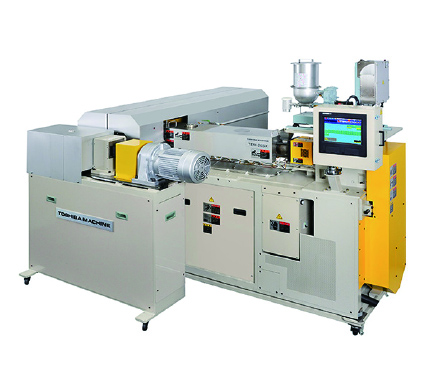 Mass production model jointly developed by HSP Technologies Inc. and Toshiba Machine Co., Ltd. “Completely continuous high shear processing machine”. (Photo provided by Toshiba Machine Co., Ltd.)