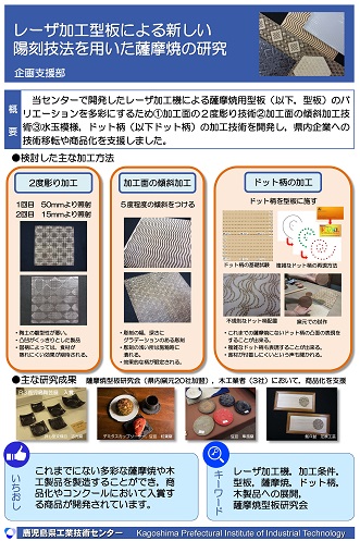 レーザ加工型板による新しい陽刻技法を用いた薩摩焼の研究　ポスター"