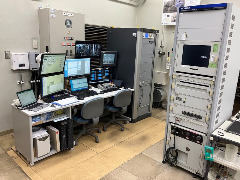 Engine Dynamometer Control Panel and Exhaust Gas Analyzers